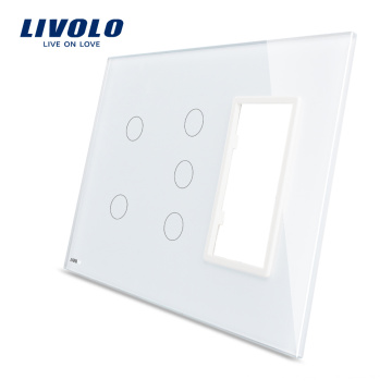 Livolo Branco 170mm * 125mm EUA padrão Triplo Vidro Vitrificado Painel Para Venda Para Interruptor de Toque de Parede Tomada VL-C5-C2 / C3 / SR-11